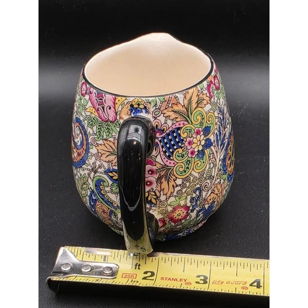 Vintage Burlington Ware Creamer,‎ Paisley Pattern Pitcher, Chintz Floral, READ
